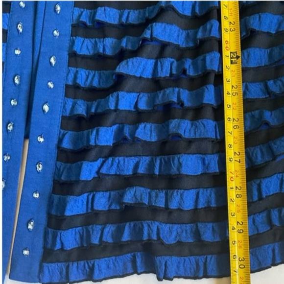 ML Studio 3X Skirt 3Pc Outfit Plus Size 3X Blue Black Color Block Jacket Skirt - Picture 4 of 12